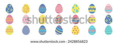 Easter eggs, Easter day festival icon set, ostern egg icons with decoration patterns symbols collection, logo isolated vector illustration
