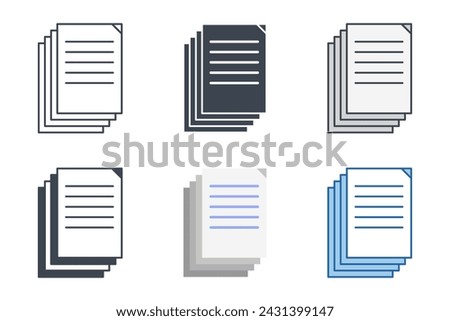Multiple Pages icon collection with different styles. Multiple documents symbol vector illustration isolated on white background