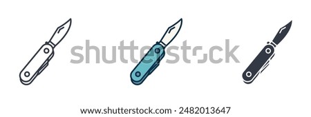 Swiss camping pocket knife Icon symbol vector illustration isolated on white background