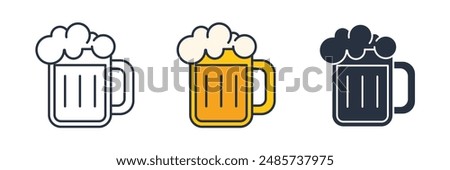 beer mug with frothy beer Icon symbol vector illustration isolated on white background