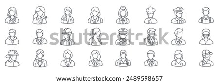 Different professions avatars icons set, Included icons as accountant, chef, teacher, doctor and more symbols collection, logo isolated vector illustration