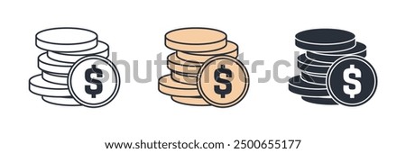 Coins stack icon symbol vector illustration isolated on white background