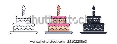 Birthday Cake icon symbol vector illustration isolated on white background