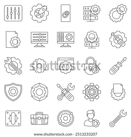 settings icons set, Included icons as Advanced setting, Screwdriver, Privacy setting, Gear and more symbols collection, logo isolated vector illustration