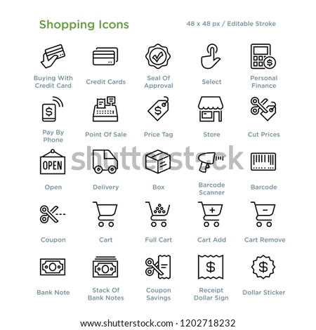 Shopping Retail Vector Outline Icons