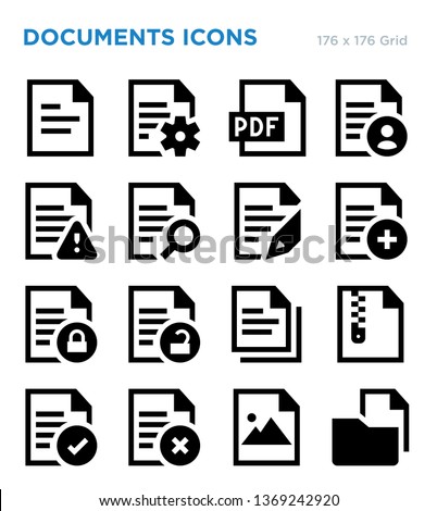 Documents Outline Vector Icon Set
