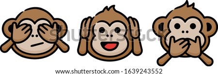 Three Wise Monkeys Doodle Sketch Icons