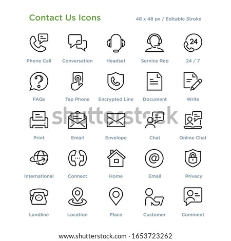 Contact Us Communication Icons - Outline