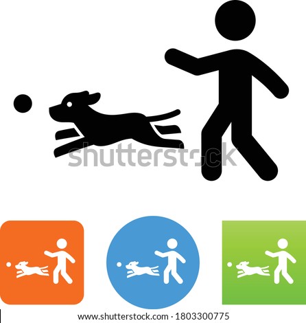 Dog Playing Fetch Vector Icon