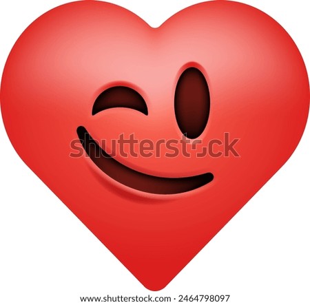 A heart-shaped emoticon with a mischievous wink and a joyful smile, radiating affection and playfulness.