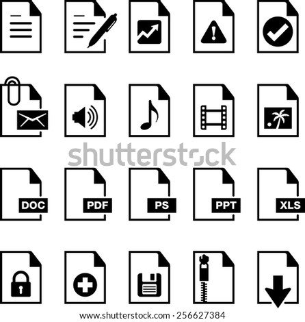 Documents, reports and file types icons