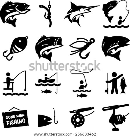 Fishing icon set 