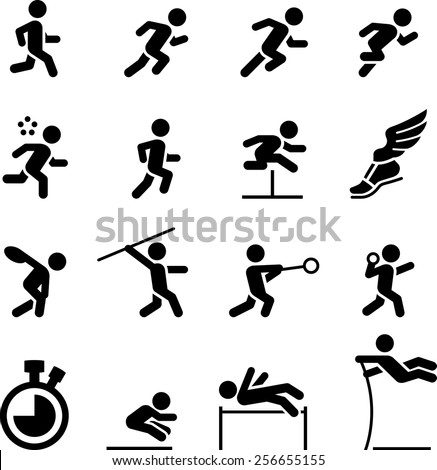 Running, jumping and throwing icons