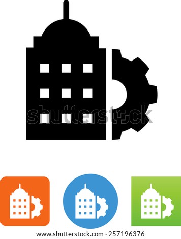 Office building with gear icon