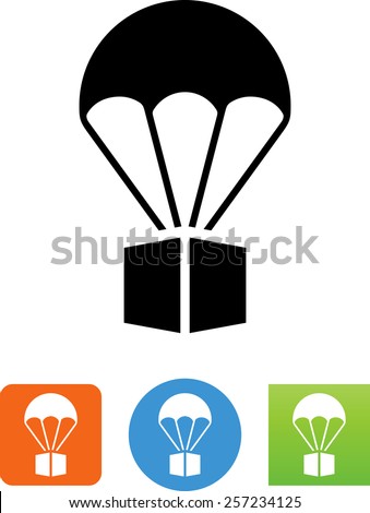 Package being delivered by parachute icon