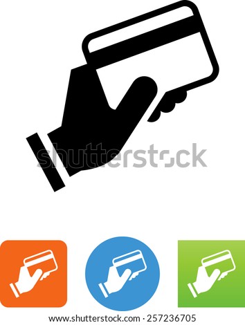 Hand holding a credit card. Symbol for download. Vector icons for video, mobile apps, Web sites and print projects.