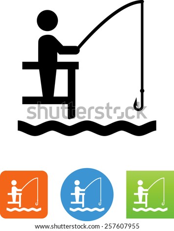 Person fishing from a dock or pier icon