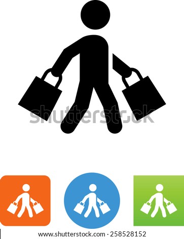 Person carrying shopping bags icon