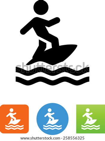 Person surfing or wakeboarding symbol for download. Editable vector icons for video, mobile apps, Web sites and print projects.