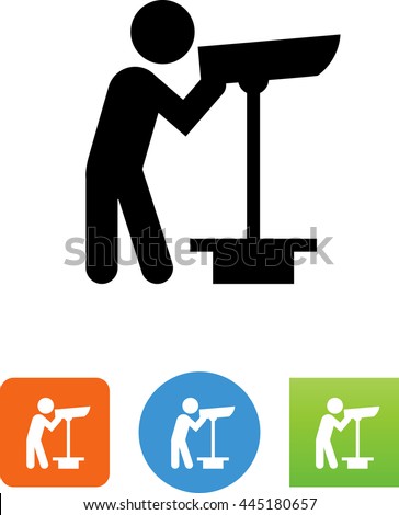 Person looking through telescope icon