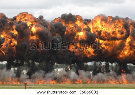 Close-Up Of Napalm Bombs Exploding In A Field Stock Photo 36066001 ...