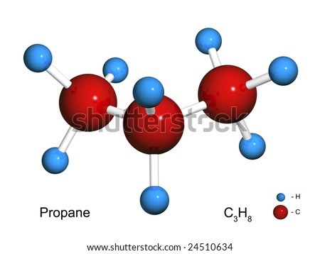 Isolated 3d Model Of A Molecule Of Propane On A White Background Stock ...