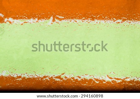 Oil and water droplets on a colorful background.