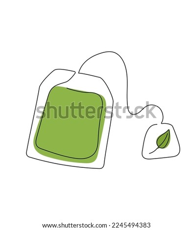tea bag. Tea bag isolated one line illustration

