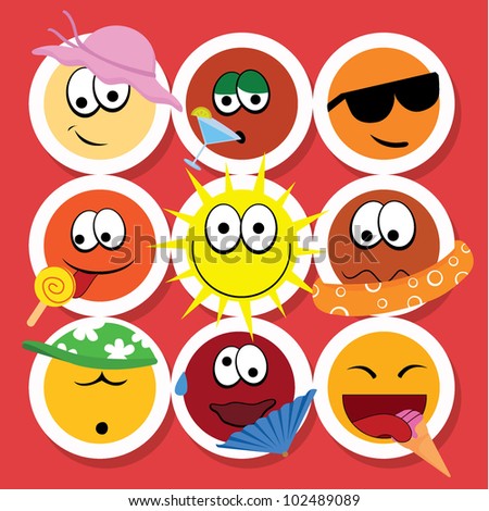 cute face icons for children, kids, buttons and others