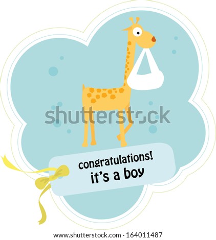 baby announcement card with cute animals