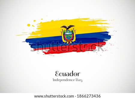 Happy independence day of Ecuador with creative brush flag background