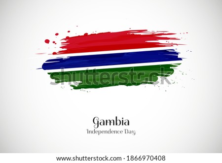 Happy independence day of Gambia with creative brush flag background