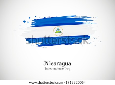 Happy independence day of Nicaragua with creative brush flag background