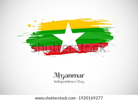 Happy independence day of Myanmar with creative brush flag background