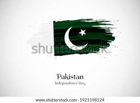 Happy independence day of Pakistan with creative brush flag background