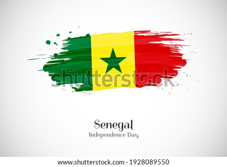 Happy independence day of Senegal with creative brush flag background