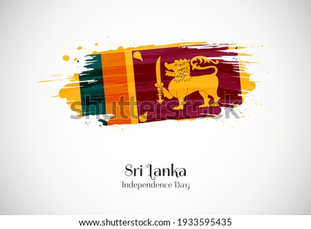 Happy independence day of Sri Lanka with creative brush flag background