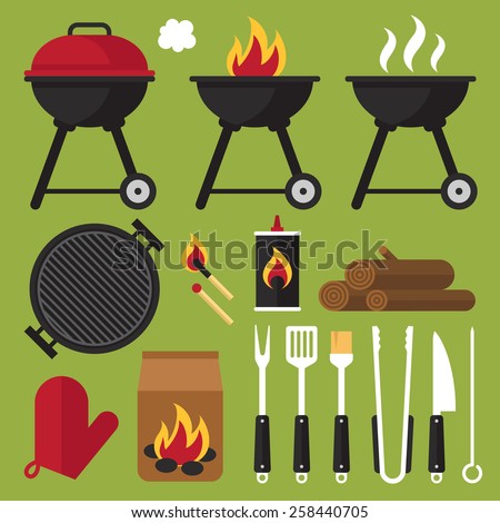 Vector set of barbecue tools.