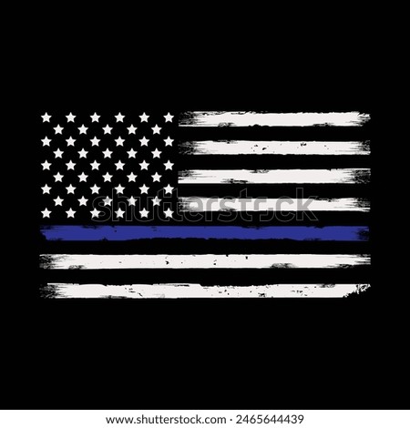 Show your support for law enforcement with our Thin Blue Line American Flag Vector Illustration. This powerful design symbolizes honor and respect for those who serve and protect.