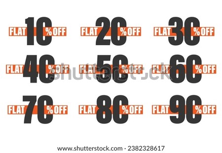 sale label symbols, discount promotion flat icon with long shadow, clearance sale sticker emblem. Colorful floating balloons for promotions and offers. 10 off, 20 %, 90, 80, 30, 40, 50, 60, 70 percent