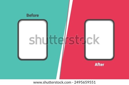 Gradient before and after background template. Two team vector templates. abstract graphical element. choose Before after template with comparison frames, vector thin line.