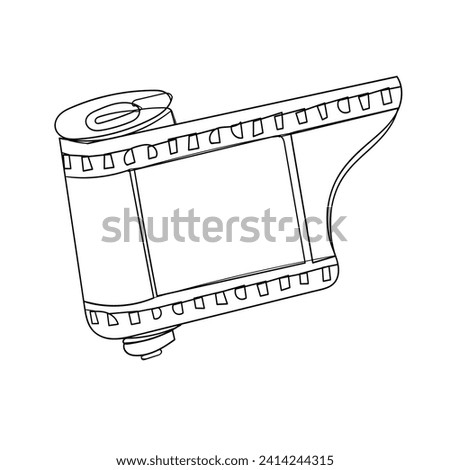 Continuous Line Drawing Film Strip Photo. Image, Camera Film, Color Image. Illustration Icon Vector 