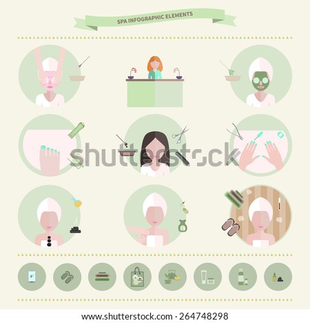 Vector illustration of spa infographic elements. Flat style.