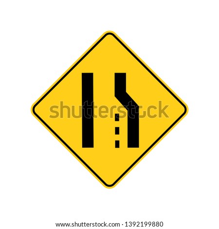 USA traffic road signs.right lane ends ahead.if you are in the right - hand lane,you must merge safely with traffic in the lane to the left . vector illustration