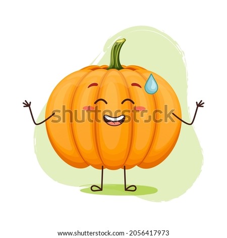 Cute pumpkin character shaming. Emoji stickers with pumpkin.