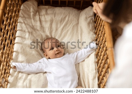Similar – Image, Stock Photo Baby with Mother looking at the sunset
