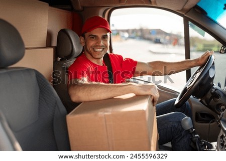 Image, Stock Photo Male passenger with seat belt fastened while sitting on airplane for safe flight.