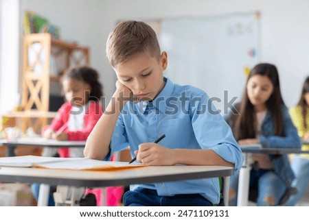 Similar – Image, Stock Photo sad, sad, writing on a bridge strut. In the blurred background a river