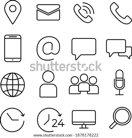 Thin line icon set related to social media and comunications.