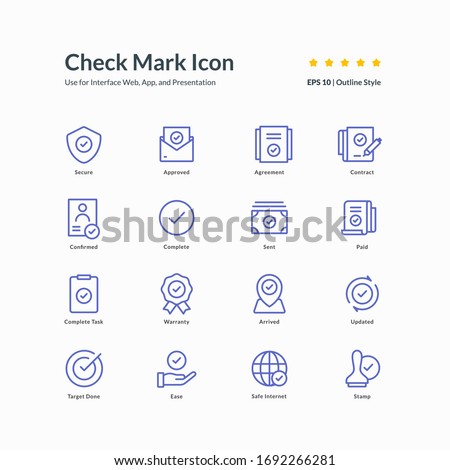 Check Mark icon set line style icon design vector illustration contain 